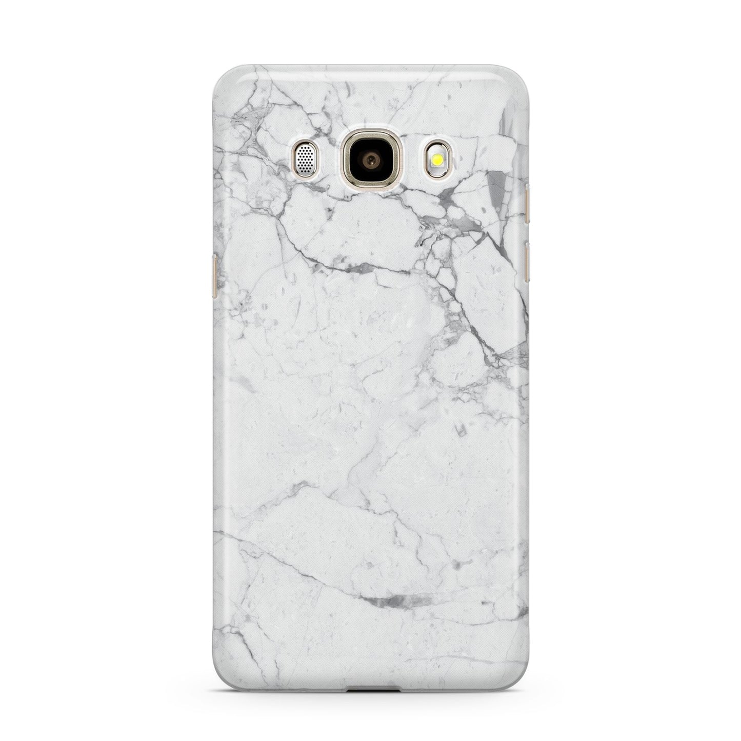 Faux Marble Effect Grey White Samsung Galaxy J7 2016 Case on gold phone