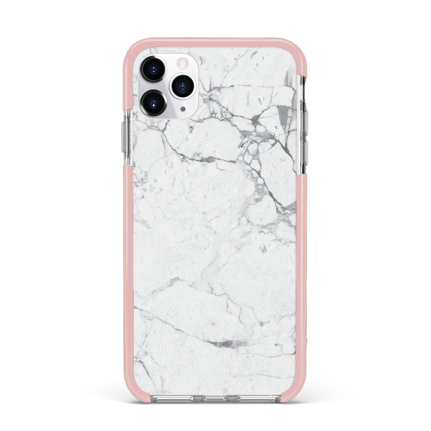 Faux Marble Effect Grey White iPhone 11 Pro Max Impact Pink Edge Case