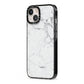Faux Marble Effect Grey White iPhone 13 Black Impact Case Side Angle on Silver phone