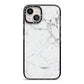 Faux Marble Effect Grey White iPhone 13 Black Impact Case on Silver phone