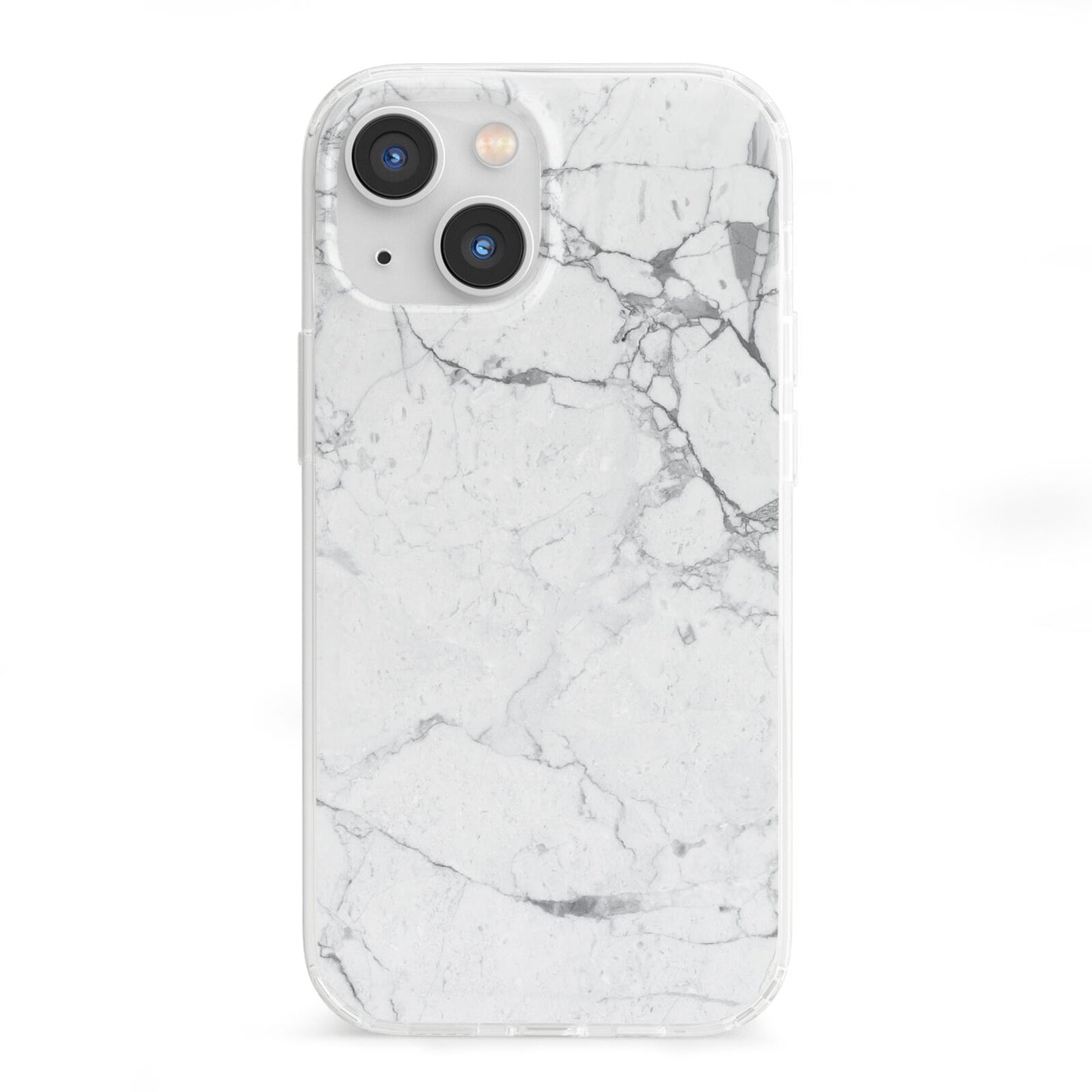 Faux Marble Effect Grey White iPhone 13 Mini Clear Bumper Case