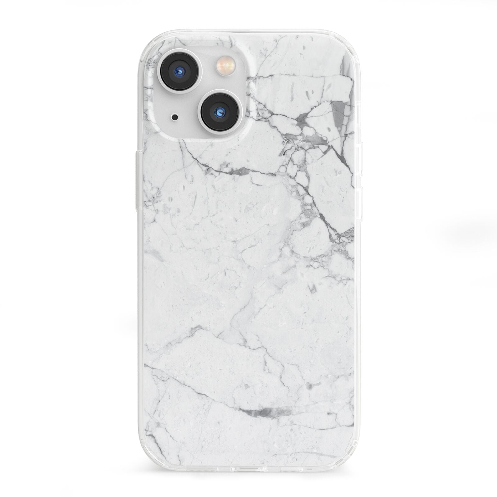 Faux Marble Effect Grey White iPhone 13 Mini Clear Bumper Case