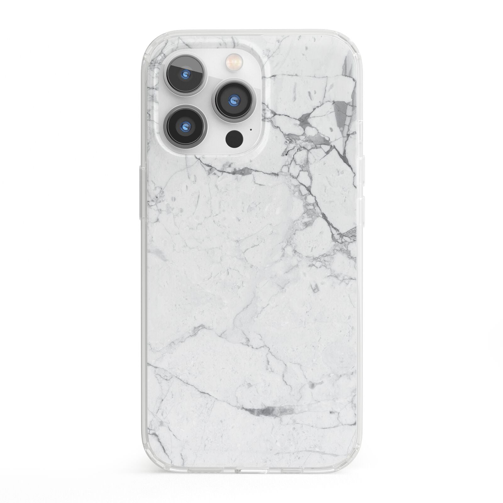 Faux Marble Effect Grey White iPhone 13 Pro Clear Bumper Case