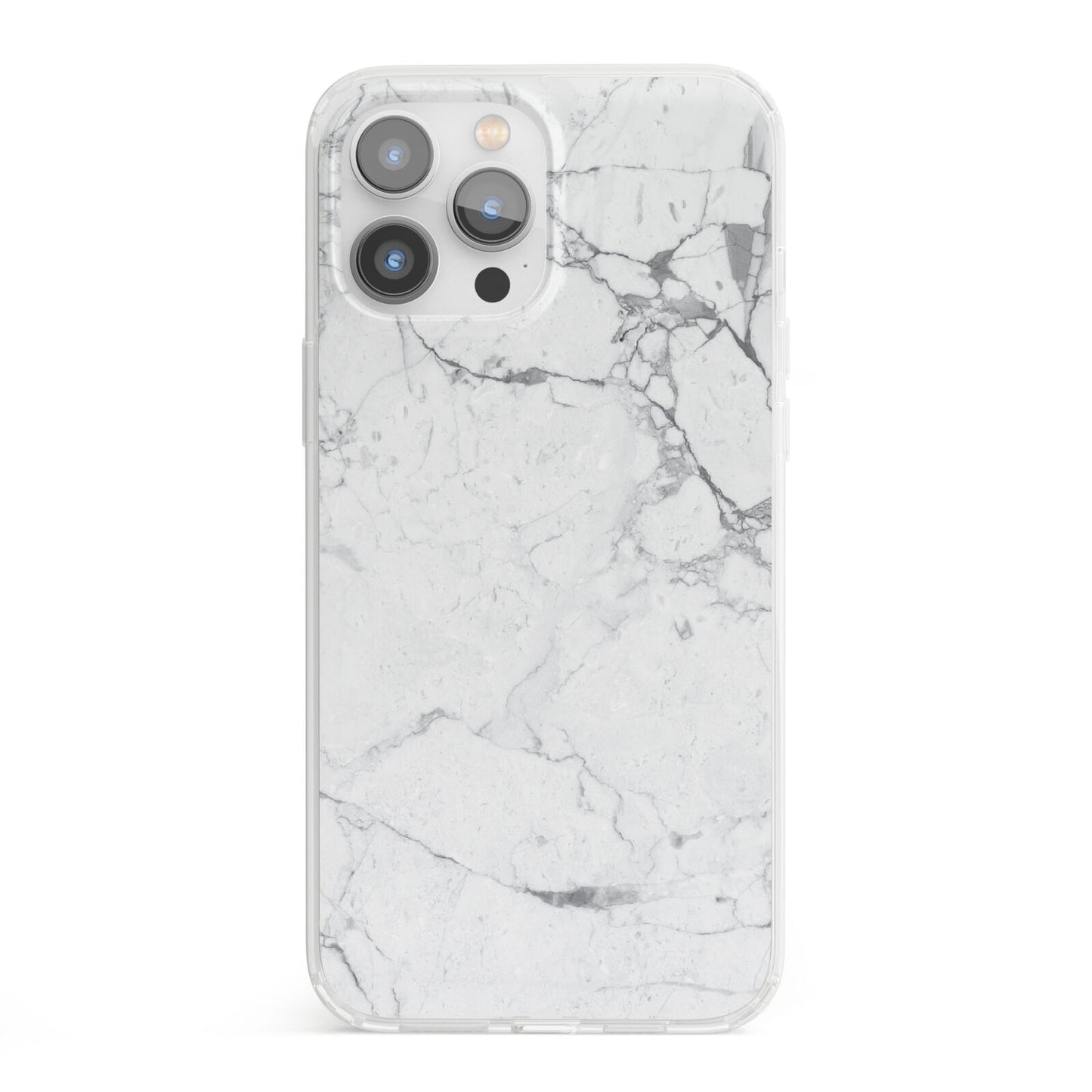 Faux Marble Effect Grey White iPhone 13 Pro Max Clear Bumper Case