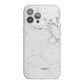 Faux Marble Effect Grey White iPhone 13 Pro Max TPU Impact Case with Pink Edges