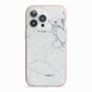 Faux Marble Effect Grey White iPhone 13 Pro TPU Impact Case with Pink Edges