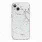 Faux Marble Effect Grey White iPhone 13 TPU Impact Case with Pink Edges