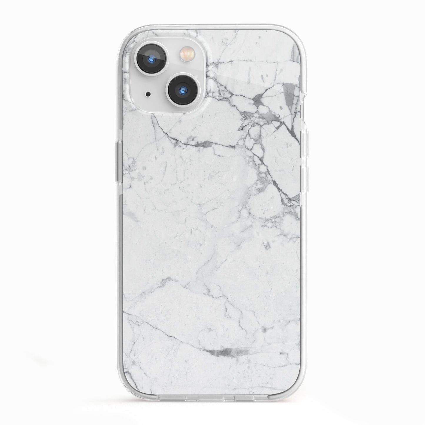 Faux Marble Effect Grey White iPhone 13 TPU Impact Case with White Edges