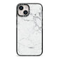 Faux Marble Effect Grey White iPhone 14 Black Impact Case on Silver phone