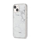 Faux Marble Effect Grey White iPhone 14 Glitter Tough Case Starlight Angled Image
