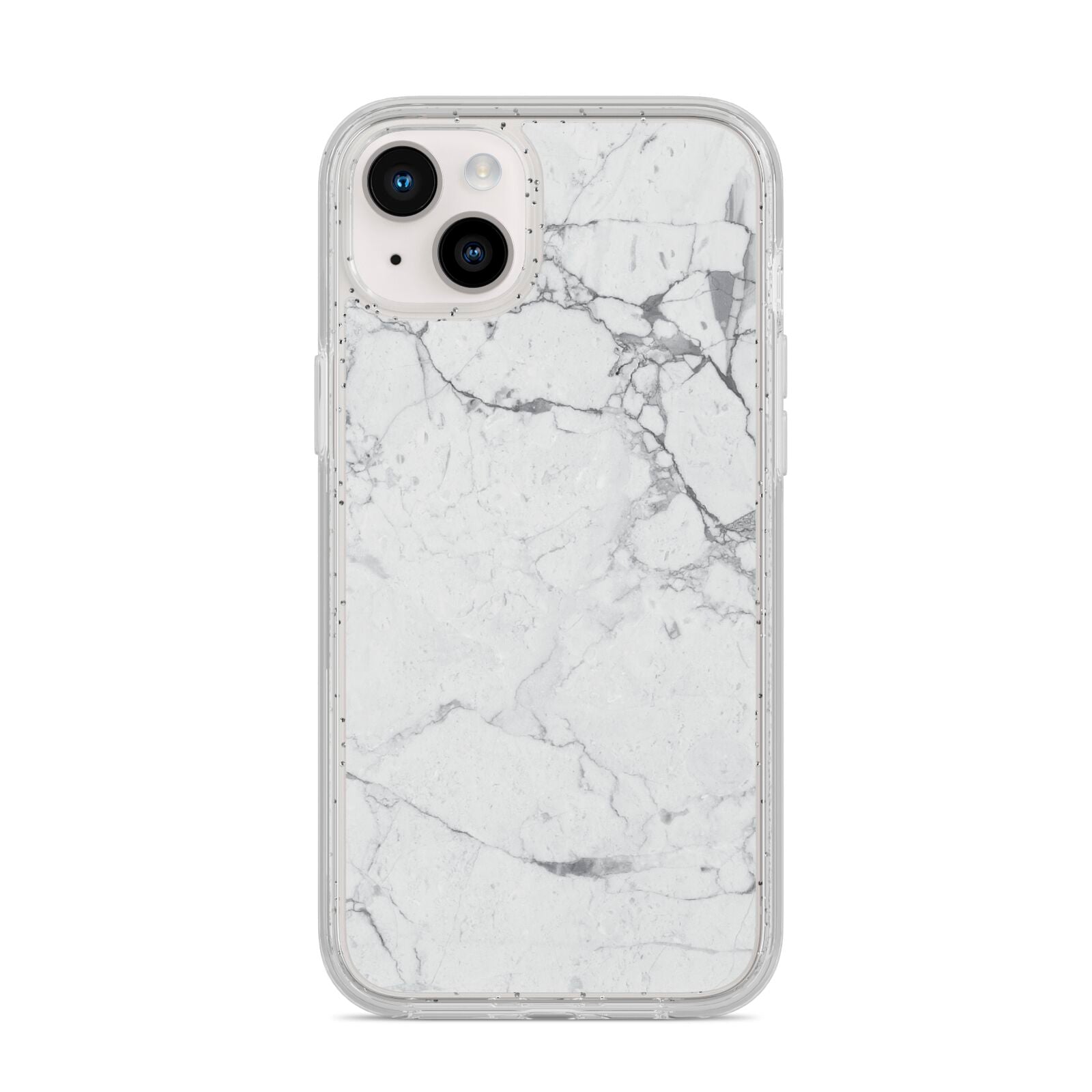 Faux Marble Effect Grey White iPhone 14 Plus Glitter Tough Case Starlight
