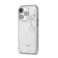 Faux Marble Effect Grey White iPhone 14 Pro Glitter Tough Case Silver Angled Image