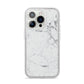 Faux Marble Effect Grey White iPhone 14 Pro Glitter Tough Case Silver