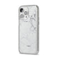 Faux Marble Effect Grey White iPhone 14 Pro Max Glitter Tough Case Silver Angled Image