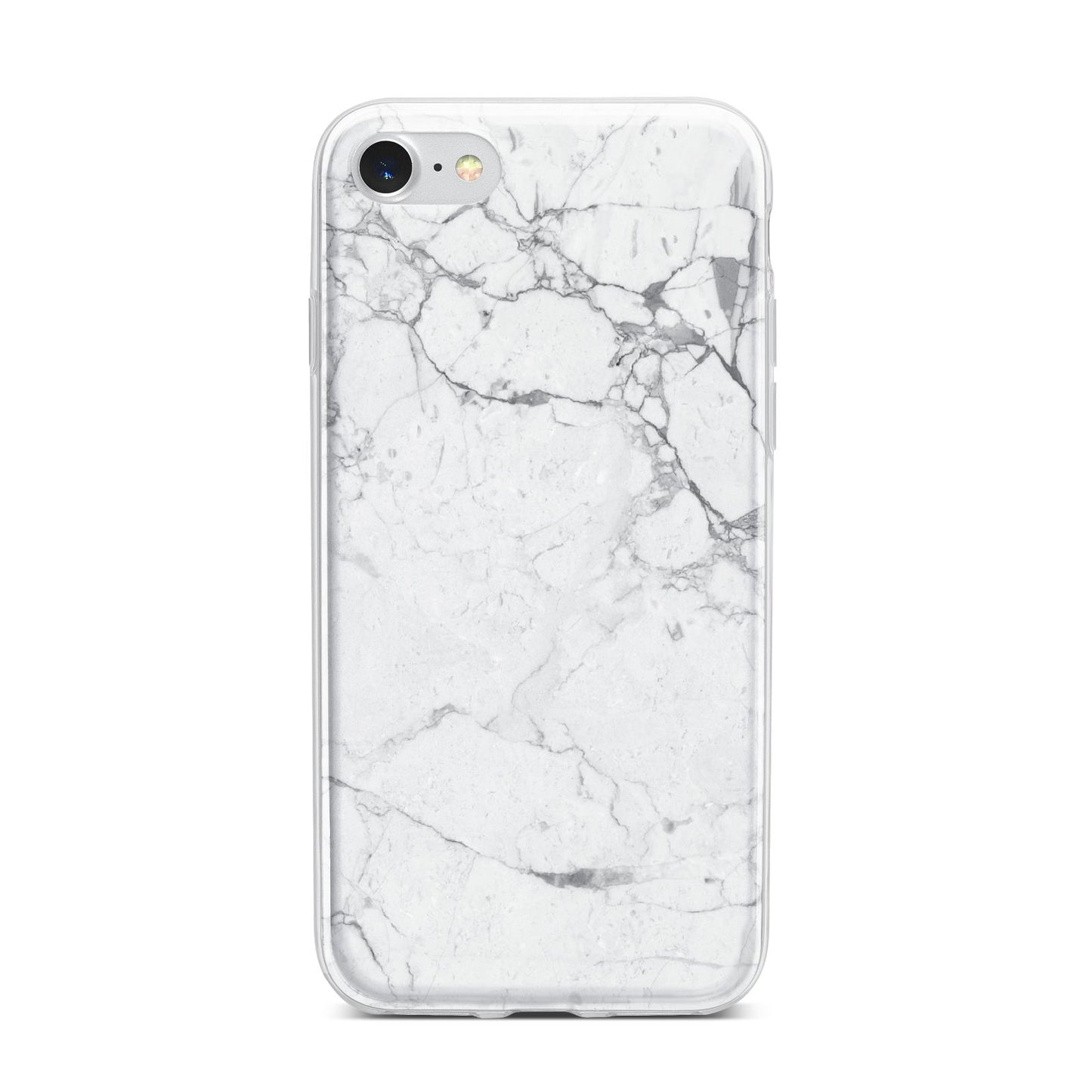Faux Marble Effect Grey White iPhone 7 Bumper Case on Silver iPhone