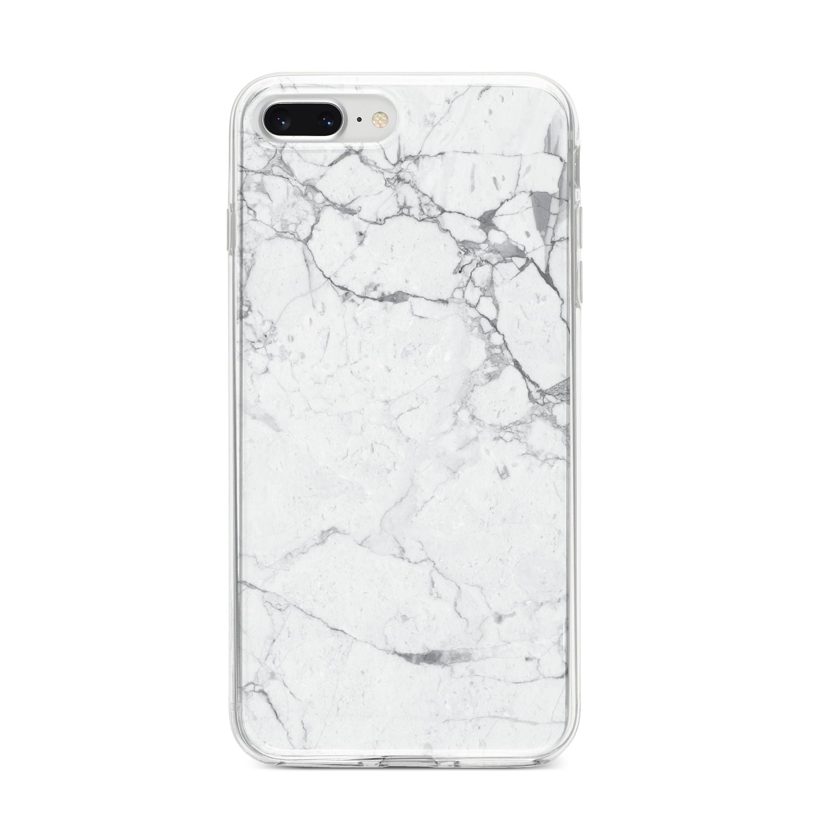 Faux Marble Effect Grey White iPhone 8 Plus Bumper Case on Silver iPhone