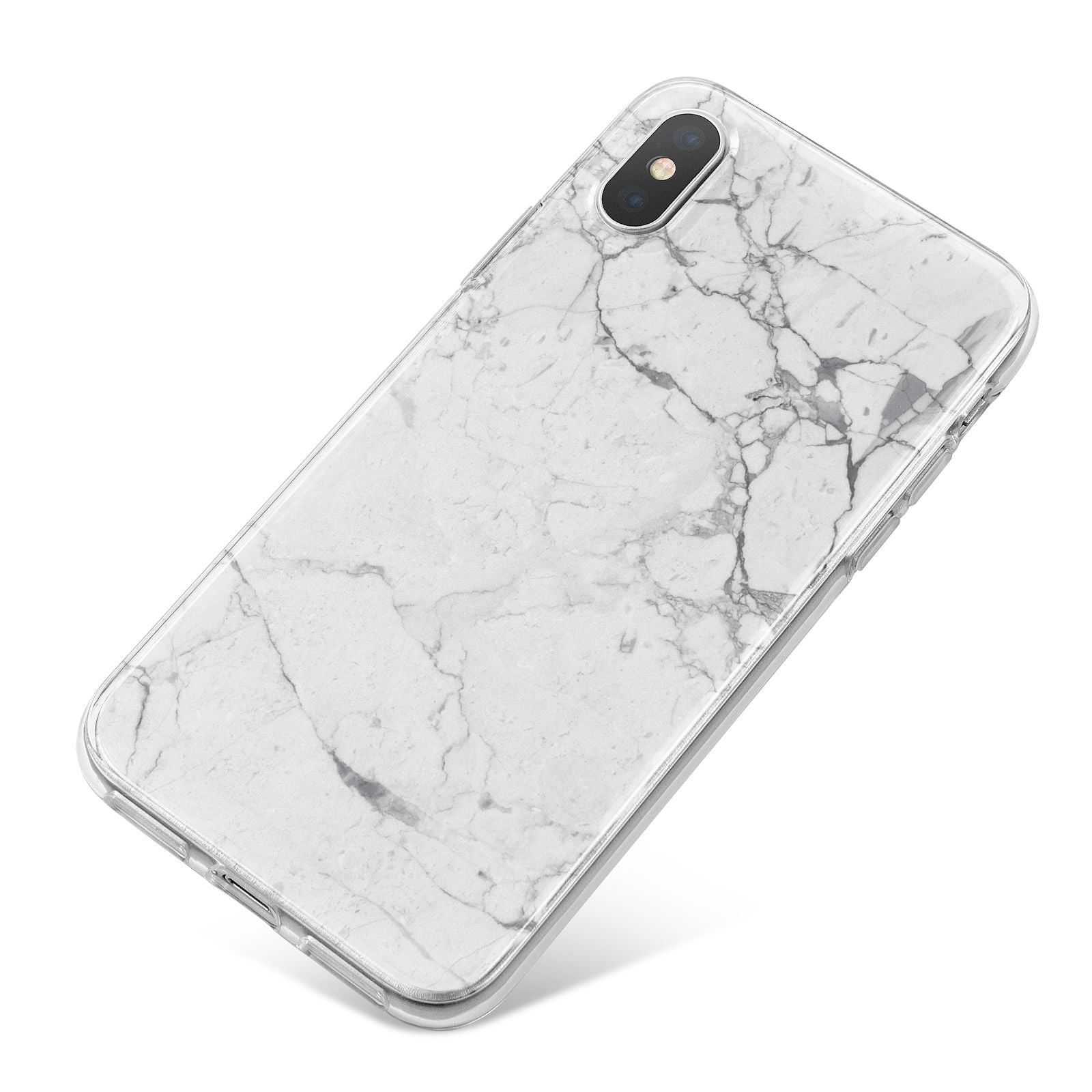 Faux Marble Effect Grey White iPhone X Bumper Case on Silver iPhone