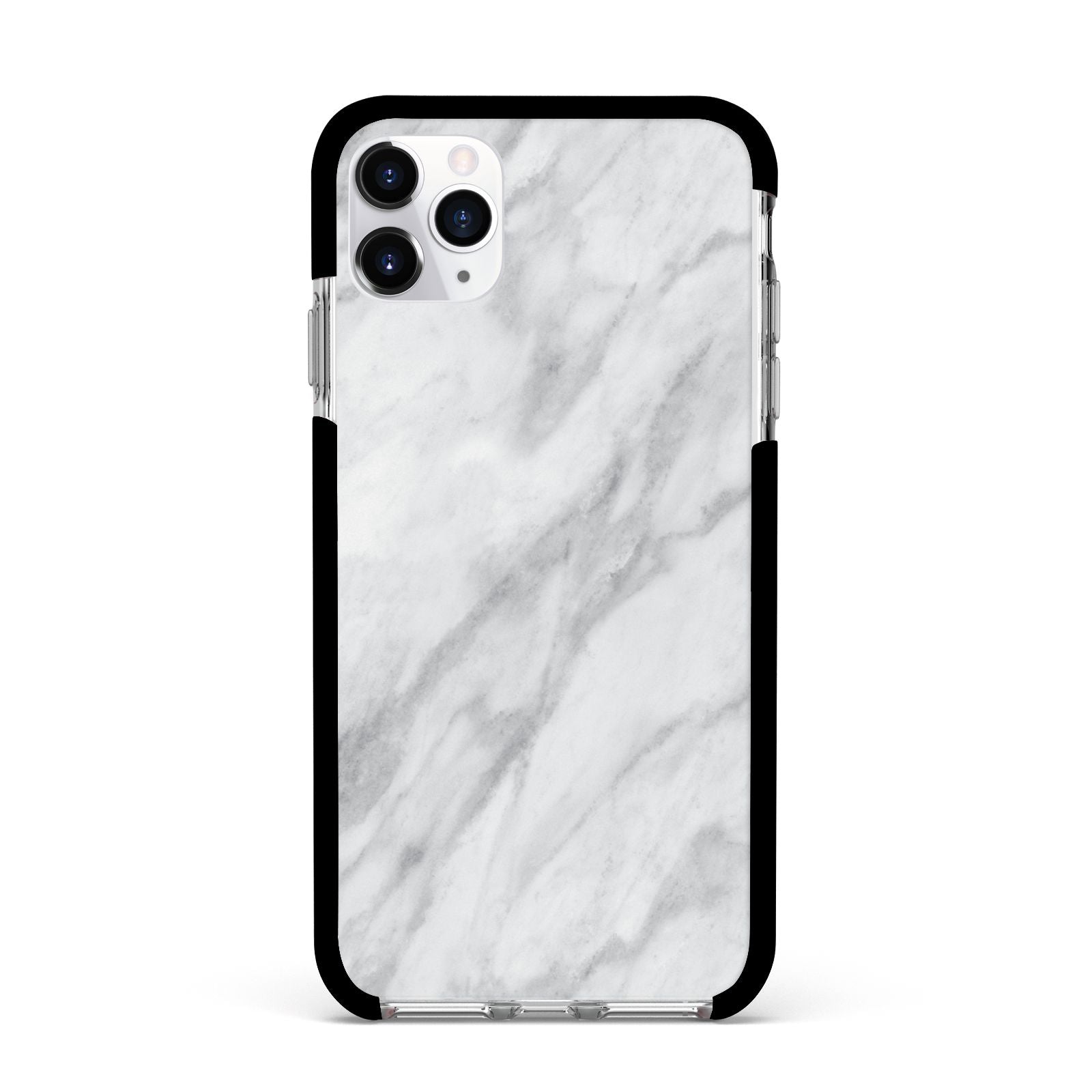 Faux Marble Effect Italian Apple iPhone 11 Pro Max in Silver with Black Impact Case
