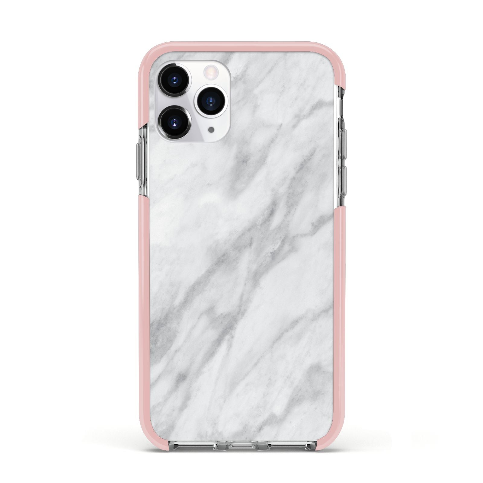 Faux Marble Effect Italian Apple iPhone 11 Pro in Silver with Pink Impact Case