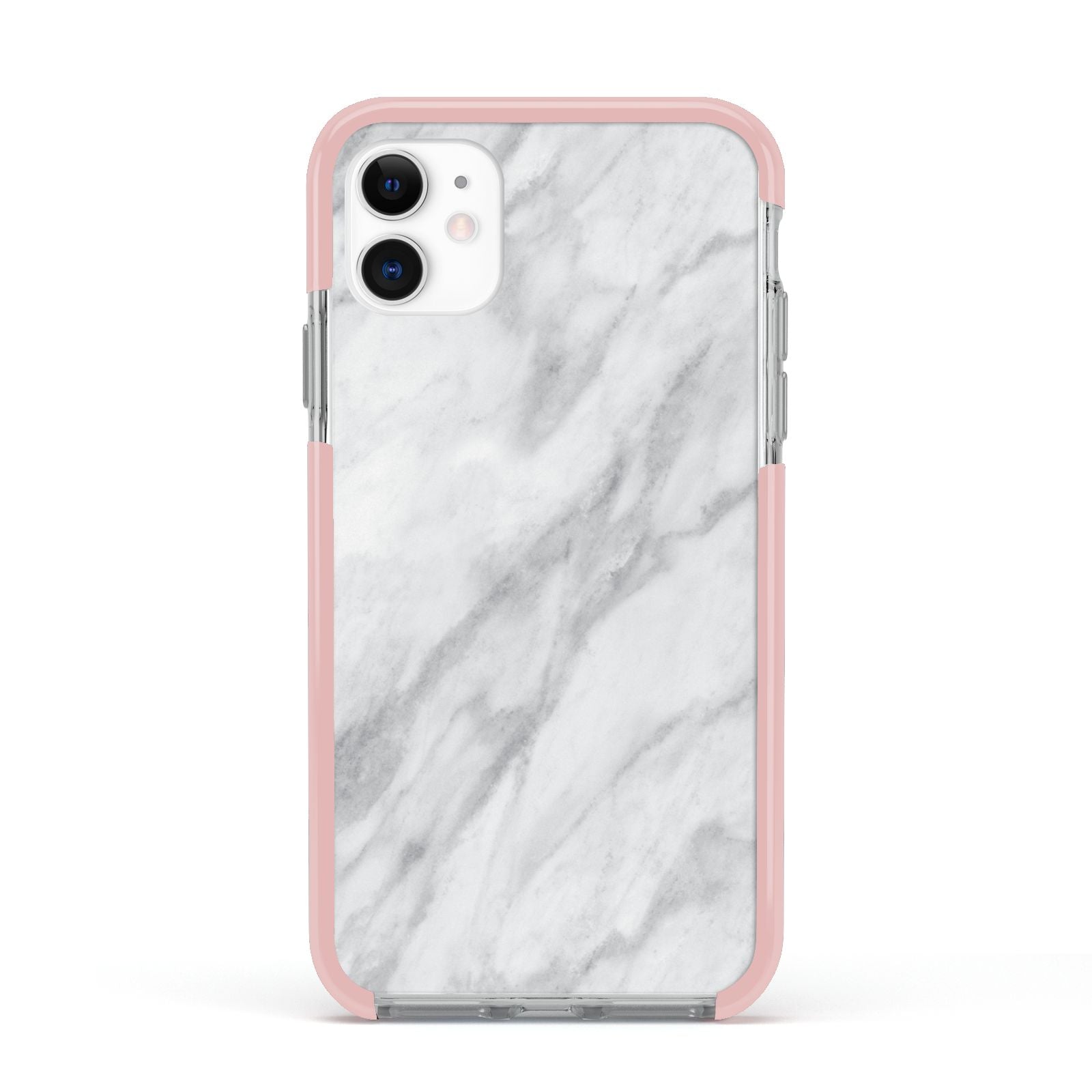 Faux Marble Effect Italian Apple iPhone 11 in White with Pink Impact Case