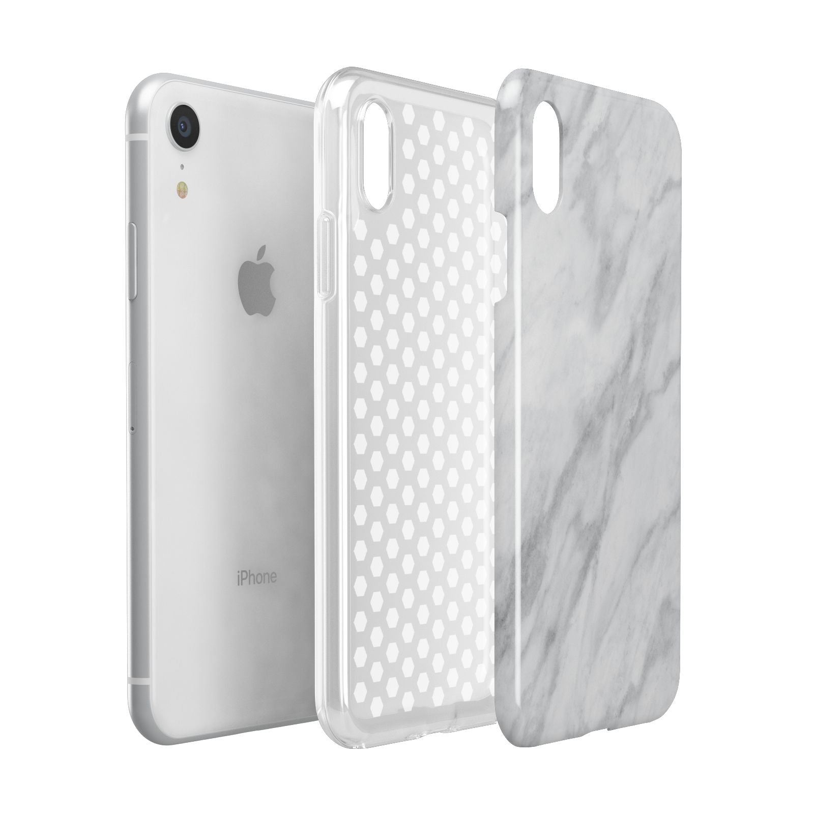 Faux Marble Effect Italian Apple iPhone XR White 3D Tough Case Expanded view