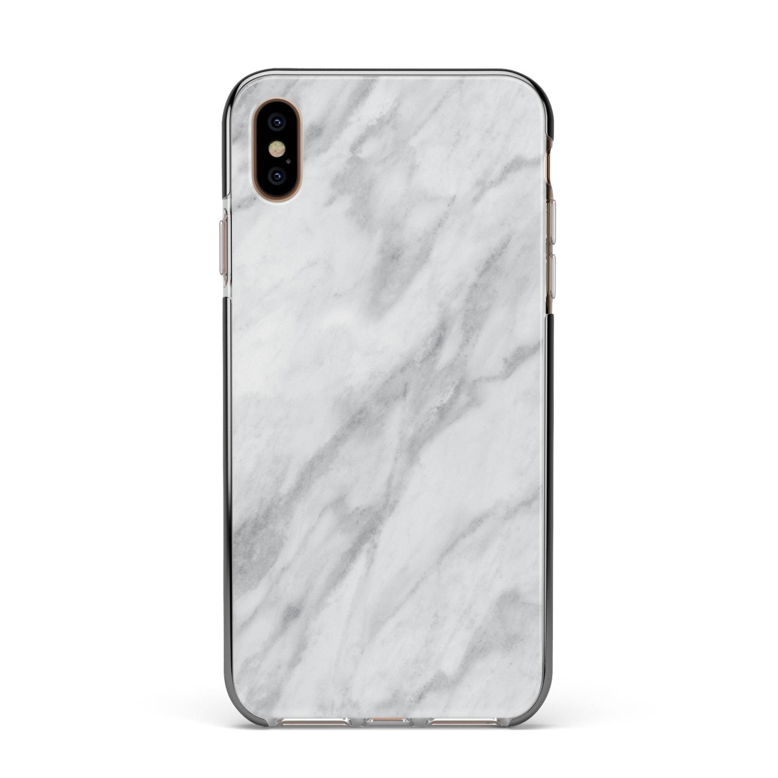 Faux Marble Effect Italian Apple iPhone Xs Max Impact Case Black Edge on Gold Phone