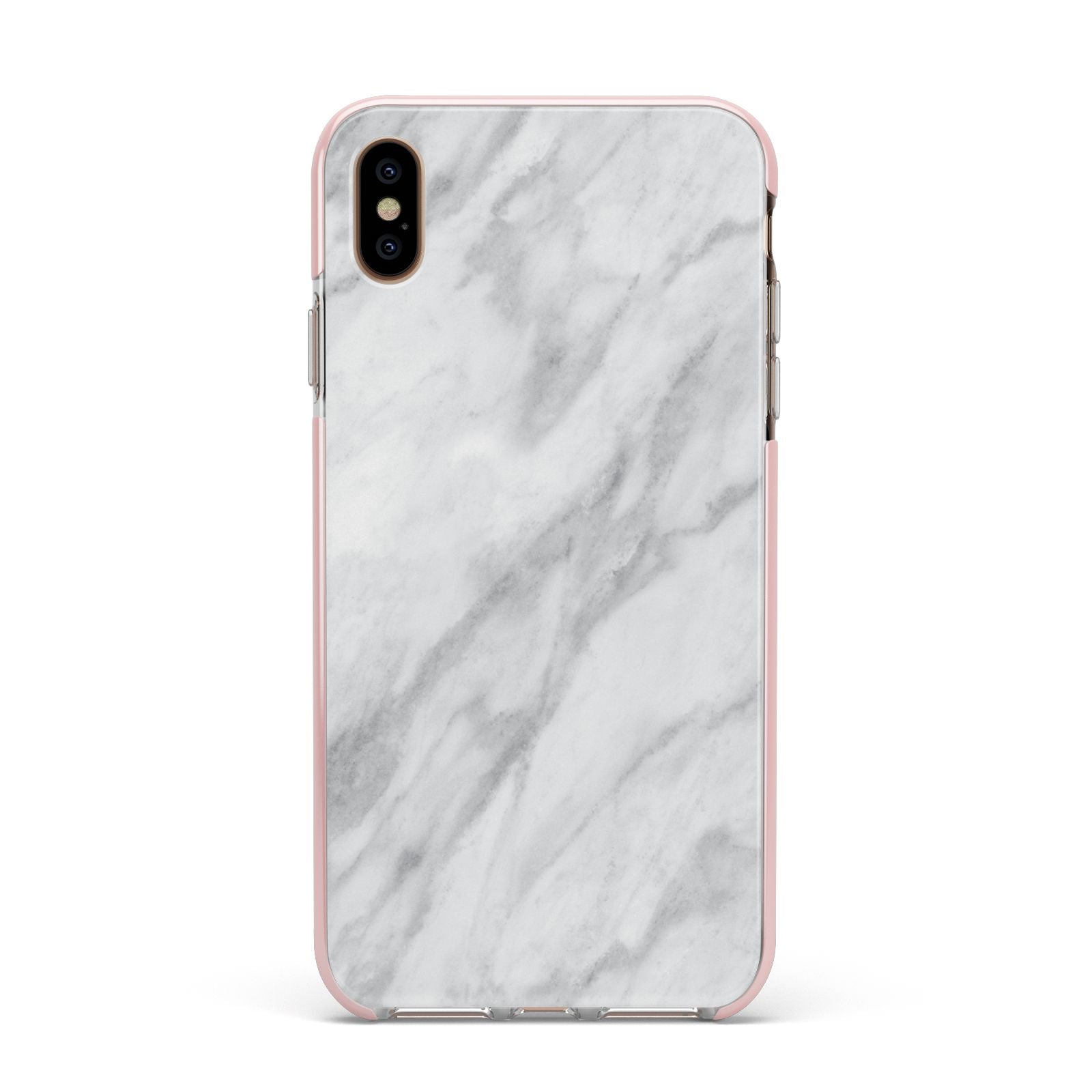 Faux Marble Effect Italian Apple iPhone Xs Max Impact Case Pink Edge on Gold Phone