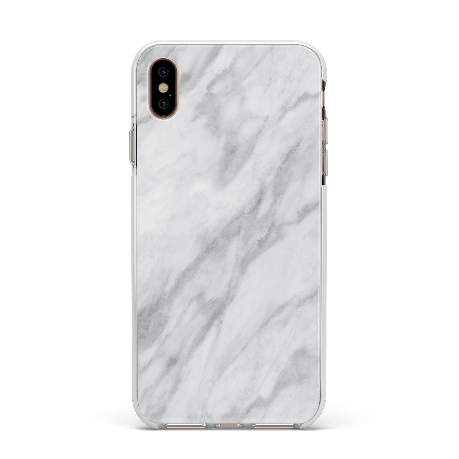 Faux Marble Effect Italian Apple iPhone Xs Max Impact Case White Edge on Gold Phone