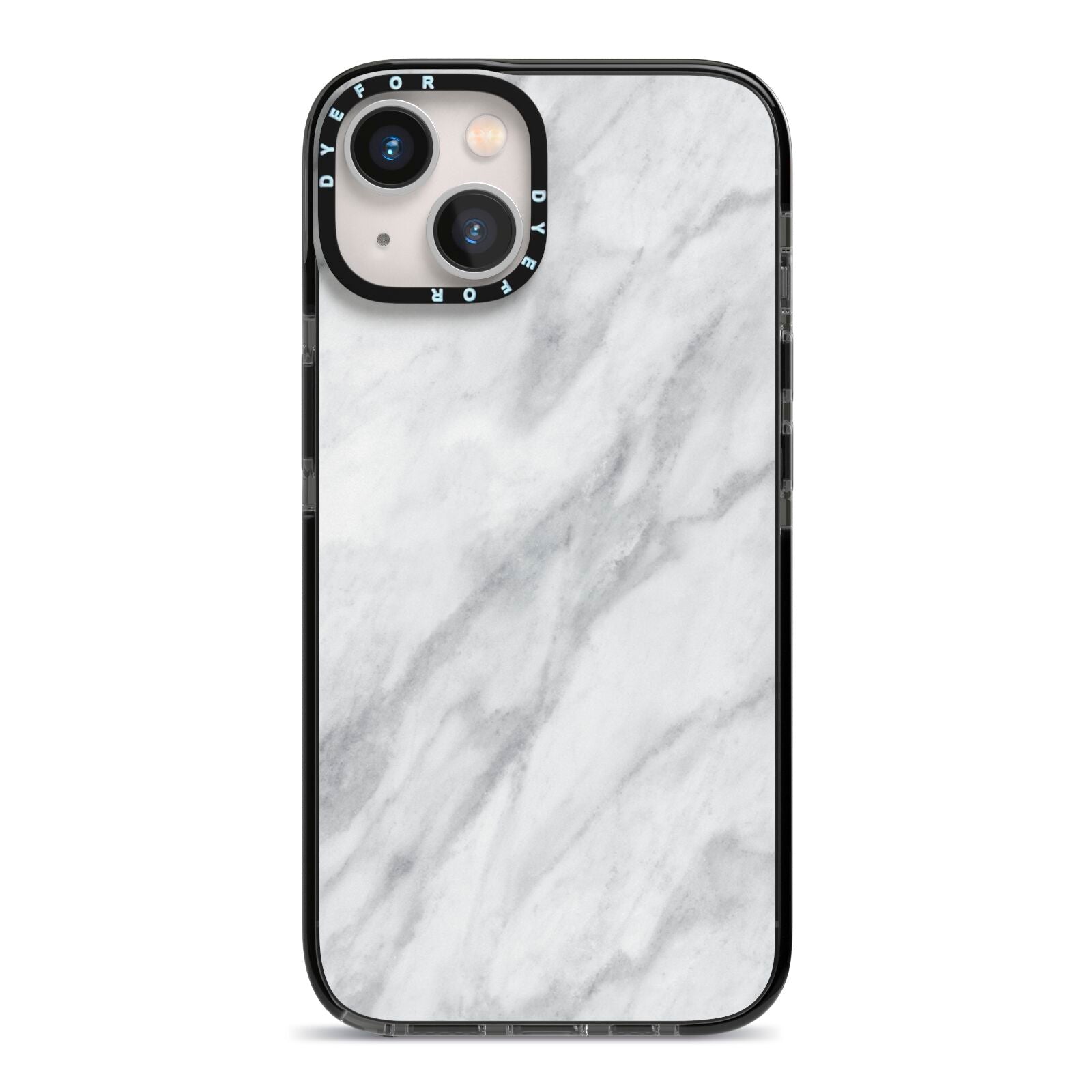 Faux Marble Effect Italian iPhone 13 Black Impact Case on Silver phone