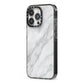 Faux Marble Effect Italian iPhone 13 Pro Black Impact Case Side Angle on Silver phone
