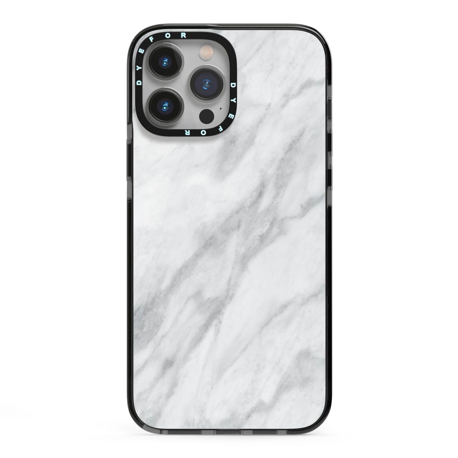 Faux Marble Effect Italian iPhone 13 Pro Max Black Impact Case on Silver phone
