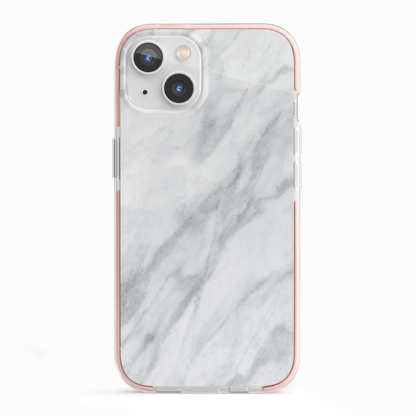 Faux Marble Effect Italian iPhone 13 TPU Impact Case with Pink Edges