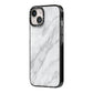 Faux Marble Effect Italian iPhone 14 Black Impact Case Side Angle on Silver phone