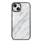 Faux Marble Effect Italian iPhone 14 Black Impact Case on Silver phone
