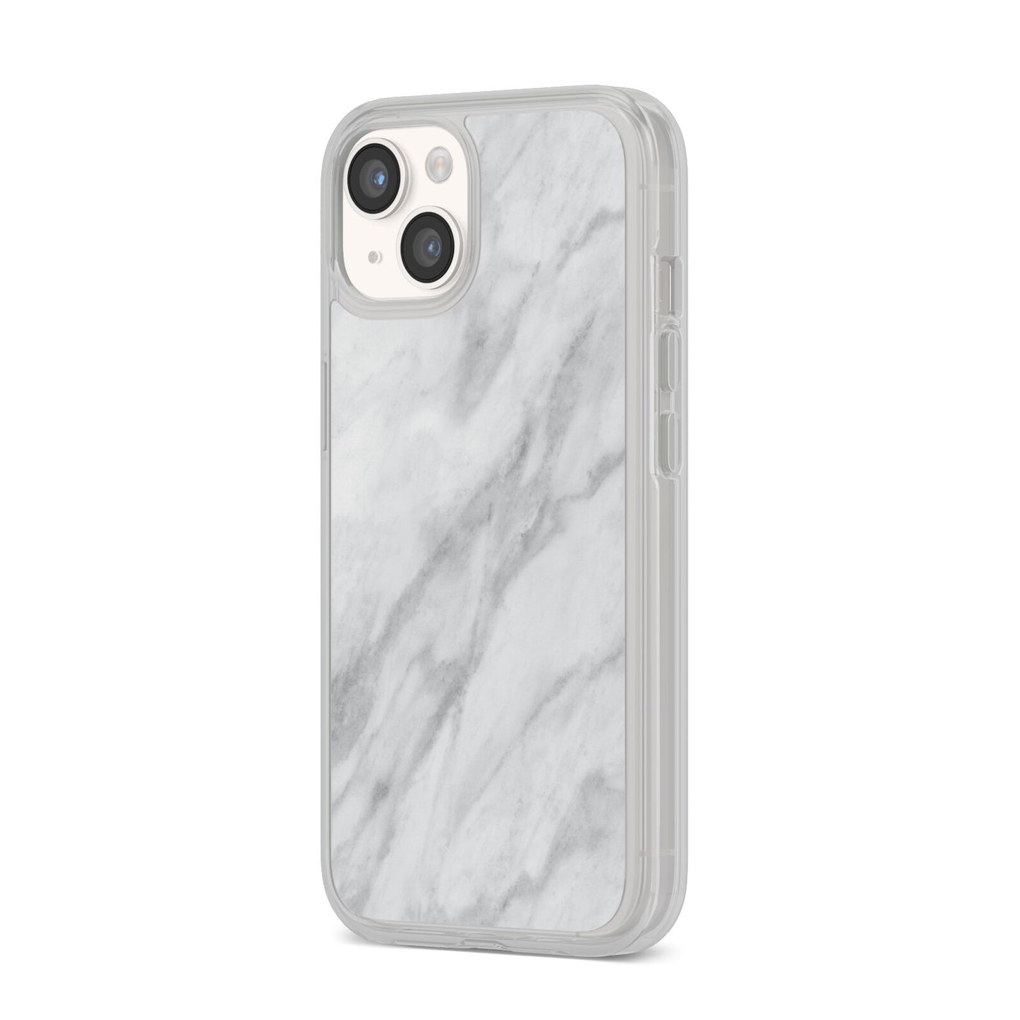 Faux Marble Effect Italian iPhone 14 Clear Tough Case Starlight Angled Image