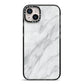 Faux Marble Effect Italian iPhone 14 Plus Black Impact Case on Silver phone