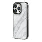 Faux Marble Effect Italian iPhone 14 Pro Black Impact Case Side Angle on Silver phone