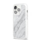 Faux Marble Effect Italian iPhone 14 Pro Clear Tough Case Silver Angled Image