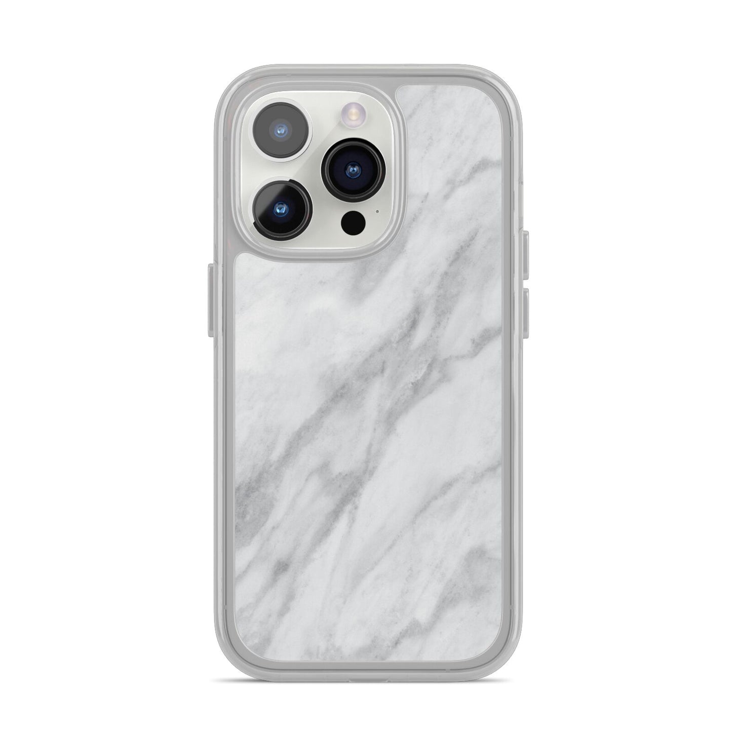 Faux Marble Effect Italian iPhone 14 Pro Clear Tough Case Silver