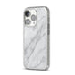 Faux Marble Effect Italian iPhone 14 Pro Glitter Tough Case Silver Angled Image