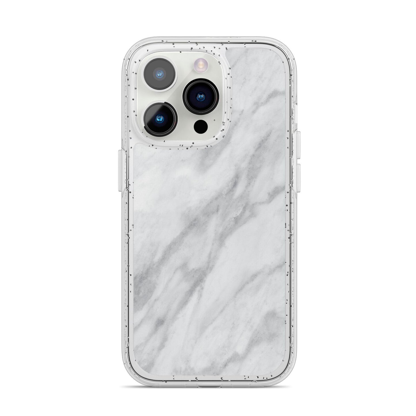 Faux Marble Effect Italian iPhone 14 Pro Glitter Tough Case Silver