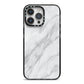 Faux Marble Effect Italian iPhone 14 Pro Max Black Impact Case on Silver phone