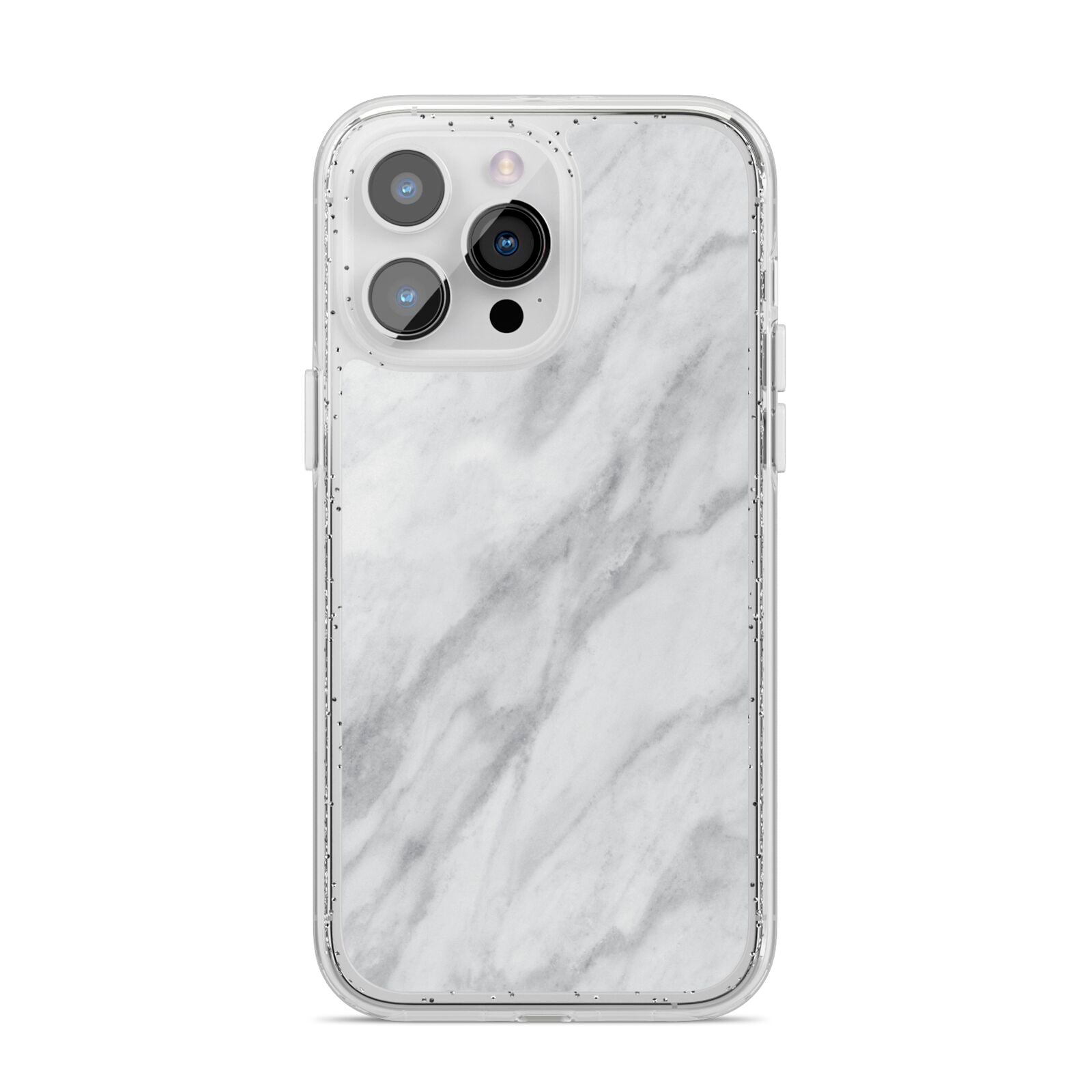 Faux Marble Effect Italian iPhone 14 Pro Max Glitter Tough Case Silver