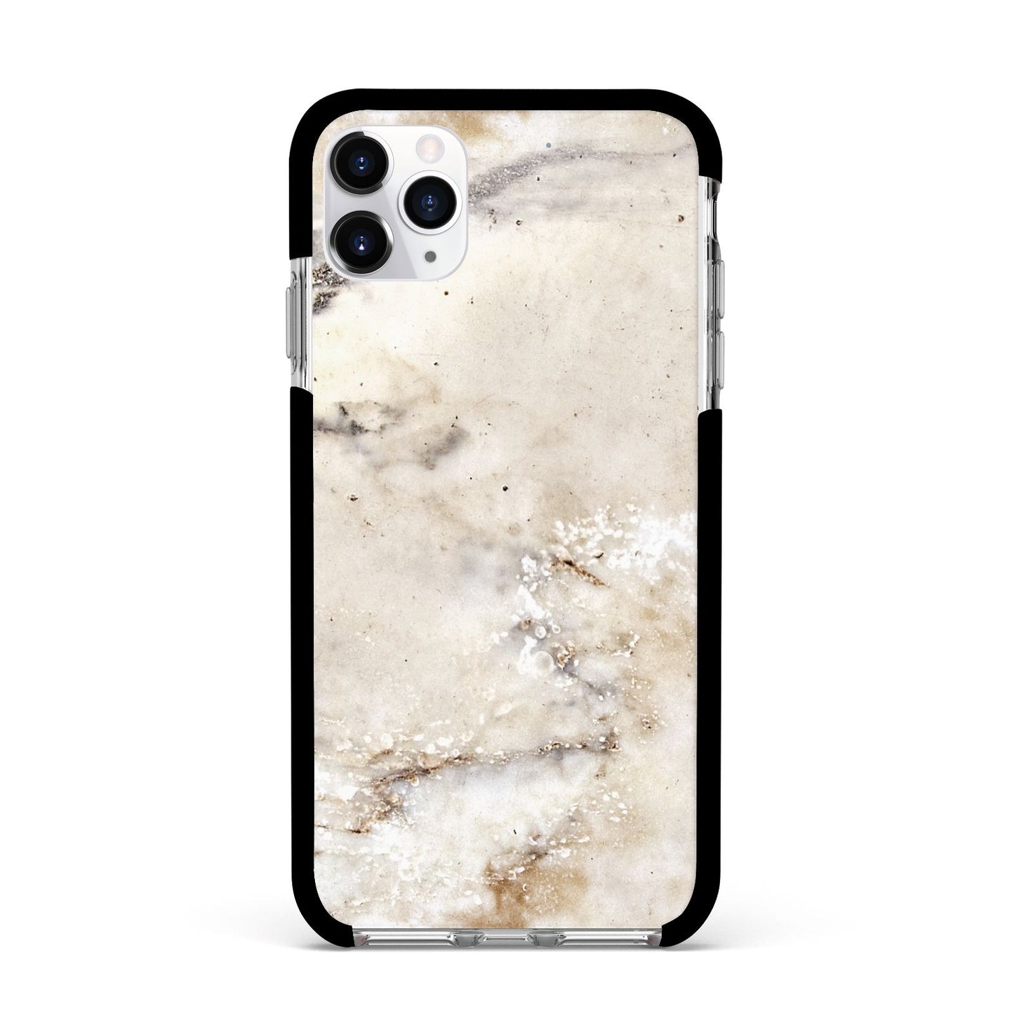 Faux Marble Effect Print Apple iPhone 11 Pro Max in Silver with Black Impact Case