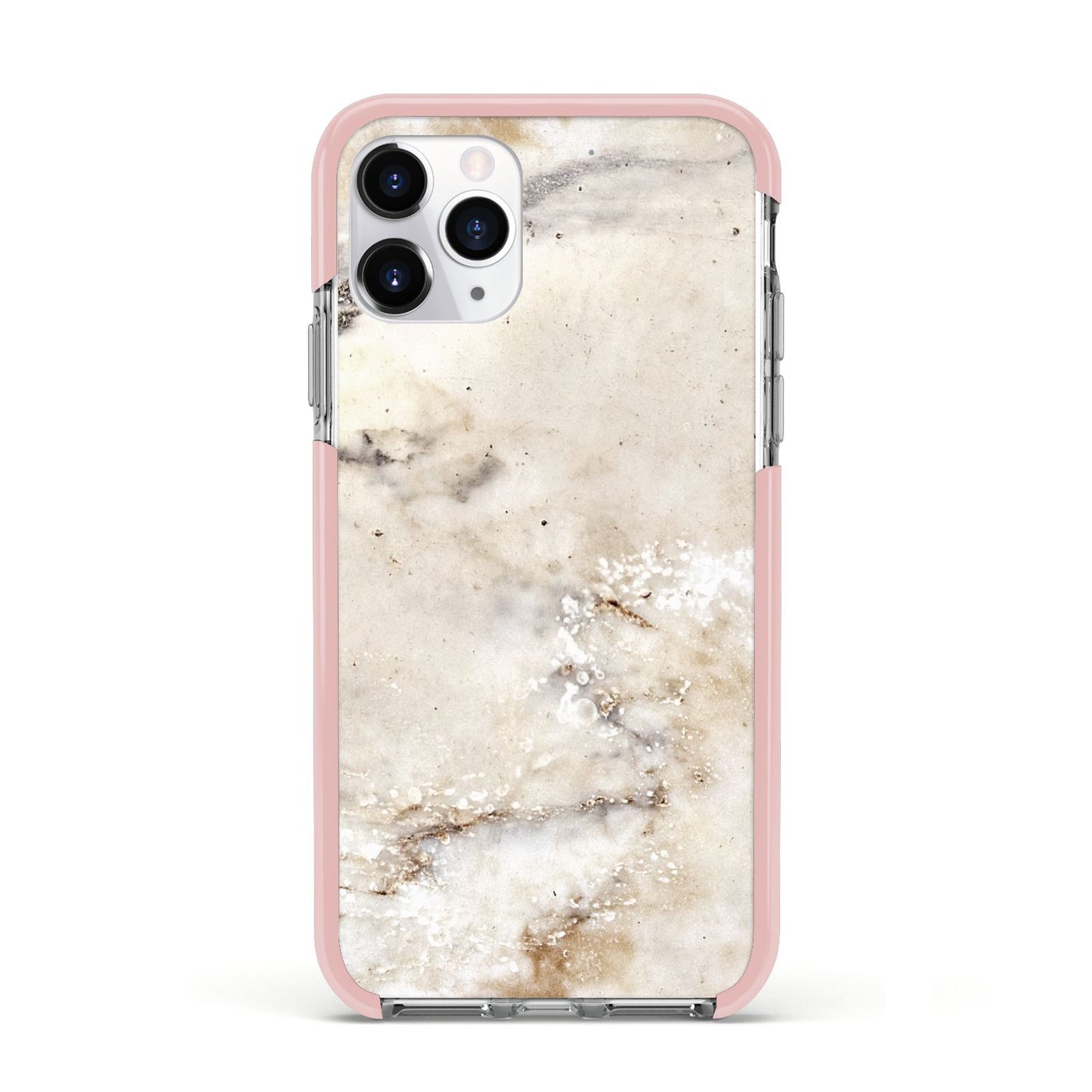 Faux Marble Effect Print Apple iPhone 11 Pro in Silver with Pink Impact Case