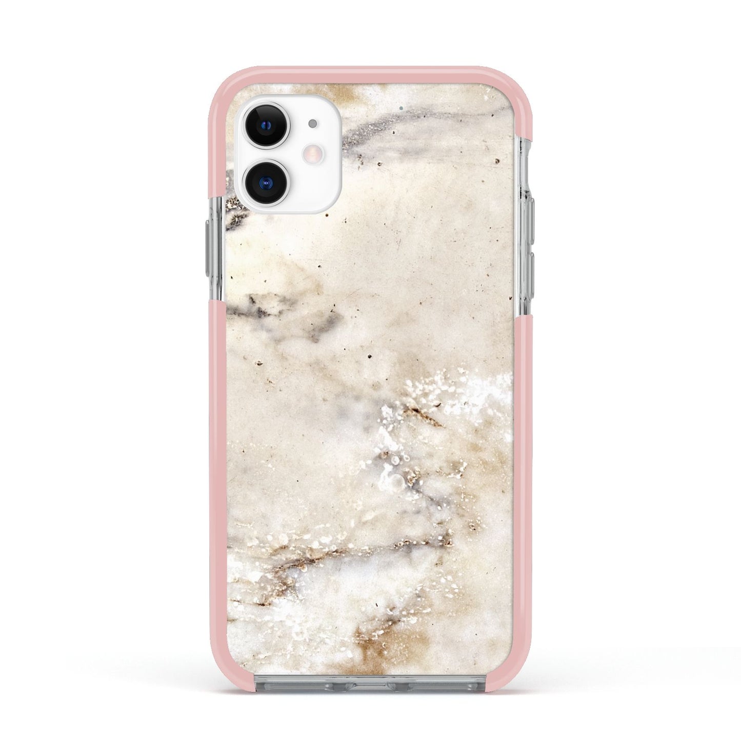 Faux Marble Effect Print Apple iPhone 11 in White with Pink Impact Case