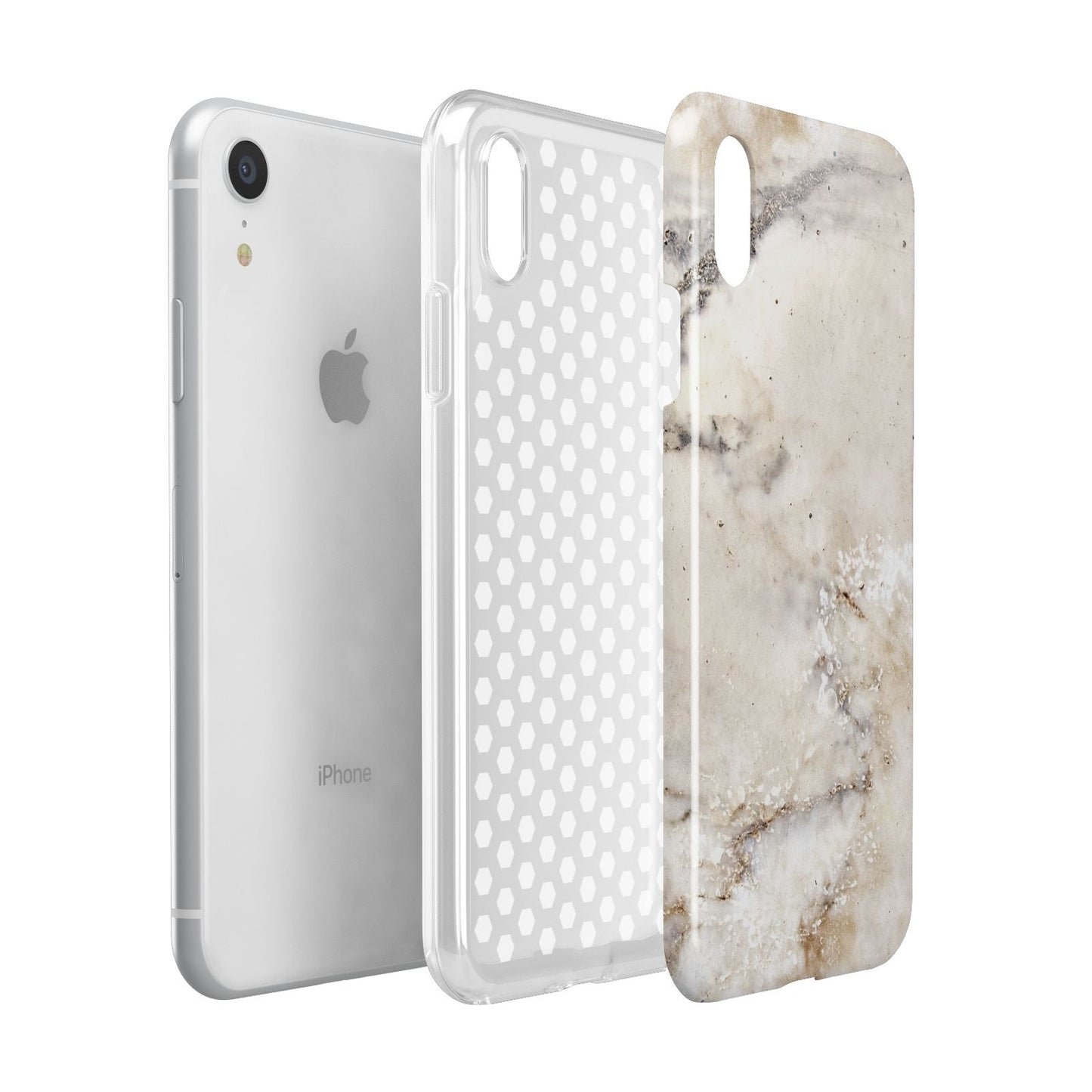 Faux Marble Effect Print Apple iPhone XR White 3D Tough Case Expanded view