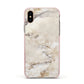 Faux Marble Effect Print Apple iPhone Xs Impact Case Pink Edge on Gold Phone