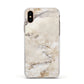 Faux Marble Effect Print Apple iPhone Xs Impact Case White Edge on Gold Phone