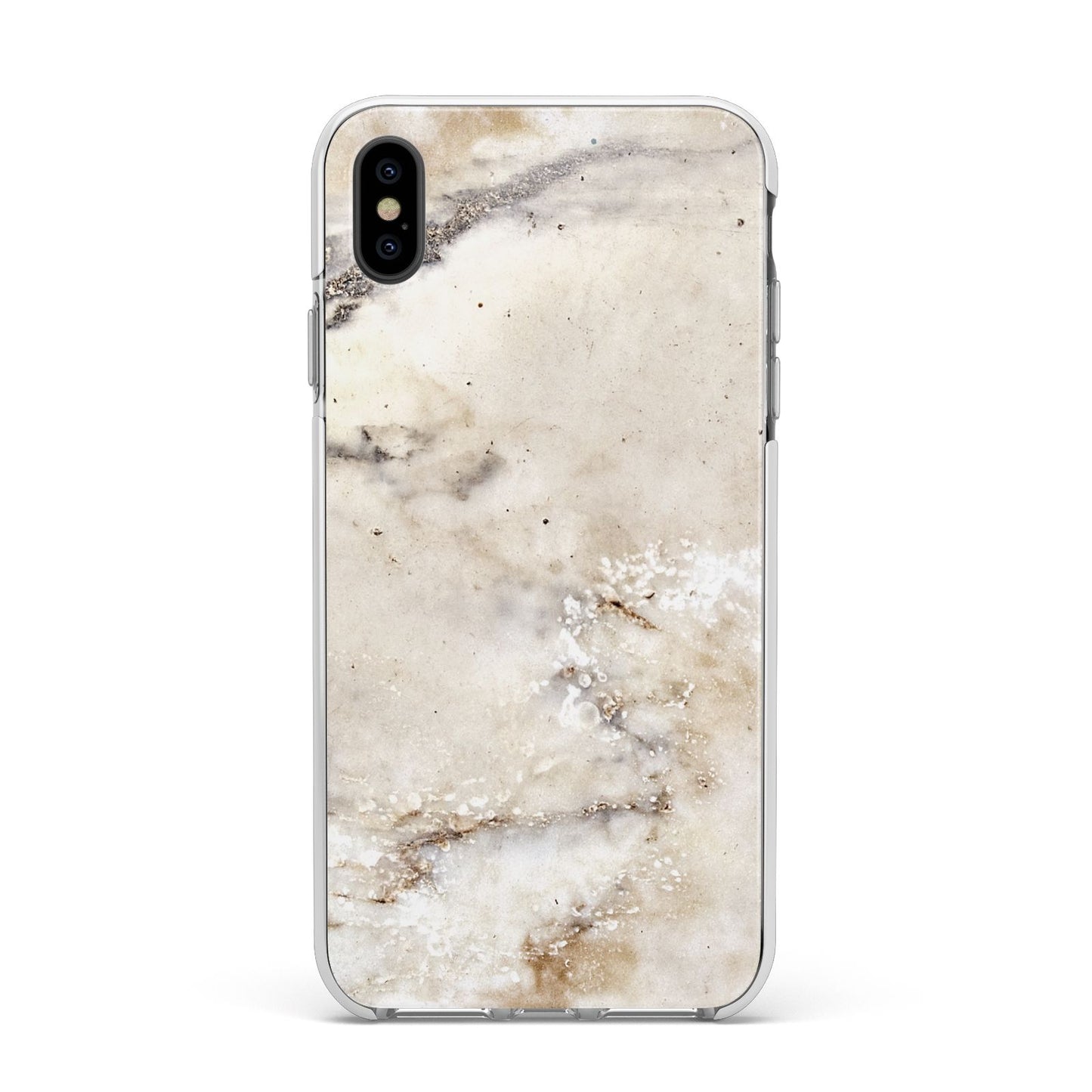 Faux Marble Effect Print Apple iPhone Xs Max Impact Case White Edge on Black Phone